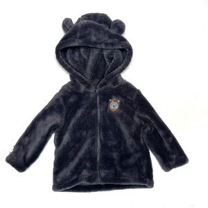 Carter's Fuzzy Zip Hooded Jacket Gray 3-6 months
